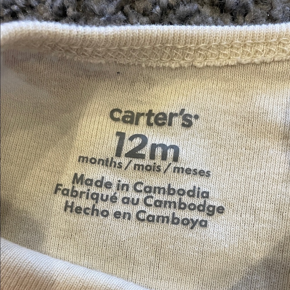 Carters 12m Cream Animal Print Bodysuit an Matching Pant Set - Picture 3 of 7
